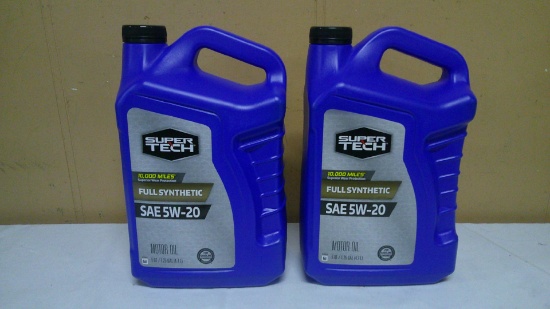 2 Brand New 5qt Containers of Super Tech 5W-20 Full Synthetic Motor Oil