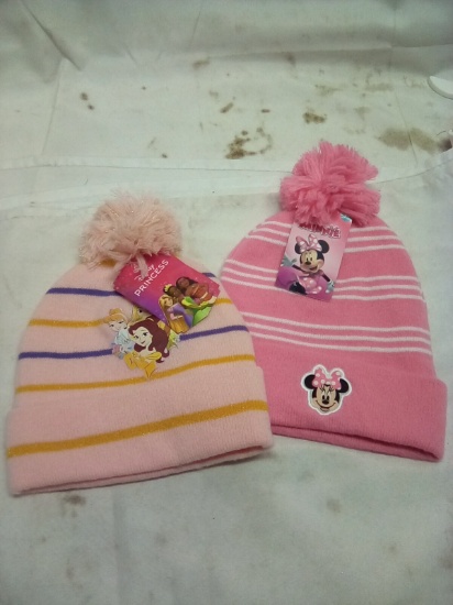 Disney Minnie Mouse and Princess Knit Hats Qty 2