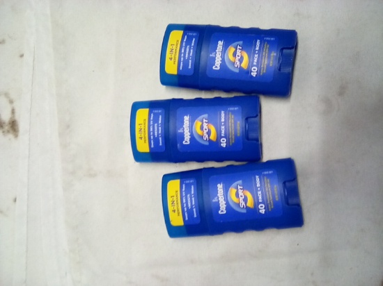 Coppertone Sport 40 SPF Face and Body Sunscreen Stick Qty 3