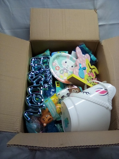 Misc Box of Easter Decor Box Size 18” x 15” x 12”