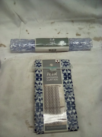 Comfort Bay Shower Curtain 70x 72” and Tub Mat