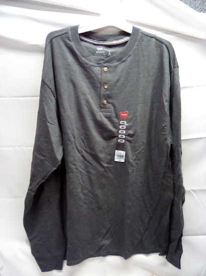Hanes Long Sleeve 3 Button T Shirt Size L