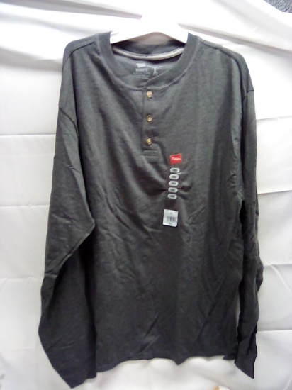 Hanes Long Sleeve 3 Button T Shirt Size L