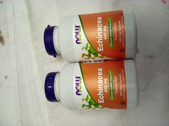 Now Echinacia 400mg 250 Veg Capsules Qty 2 Bottles (Best By Date 6/26)