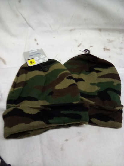 Mens Camo Knit Hats Qty 2
