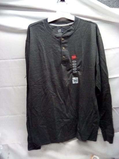Hanes Long Sleeve 3 Button T Shirt Size M