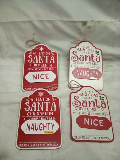 Naughty or Nice Magnetic Signs Qty 4