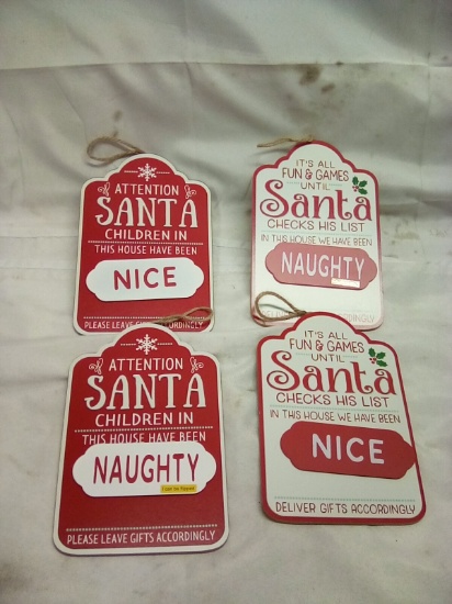 Naughty or Nice Magnetic Signs Qty 4