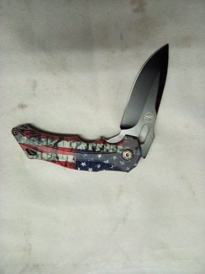 American Flag Spring Assisted Knife 3 ¼ “ Drop Point