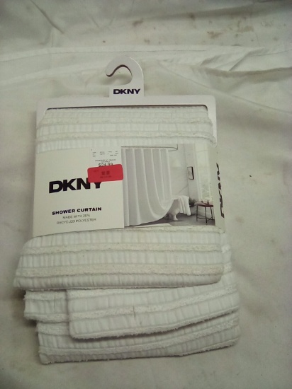 DKNY White Highline Chenille Stripe Shower Curtain ( 72” x 72”)