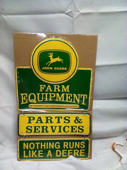 John Deere Metal Hanging Sign