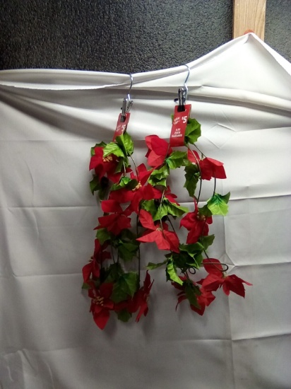 Faux 6ft Pointsetta Garland Qty 2