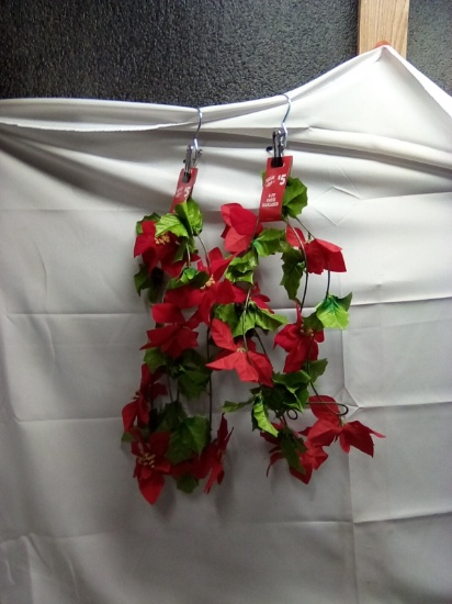 Faux 6ft Pointsetta Garland Qty 2