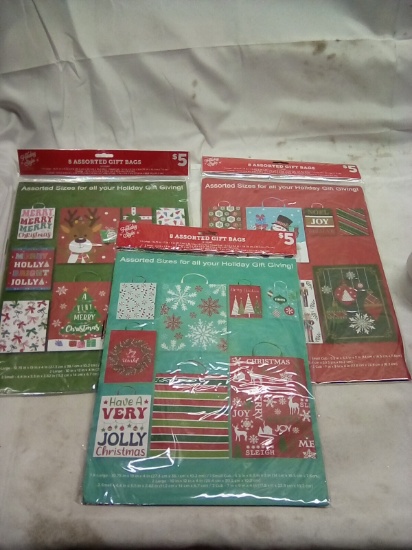 Assorted Gift Bag 8 Bags Each Set 3 Sets