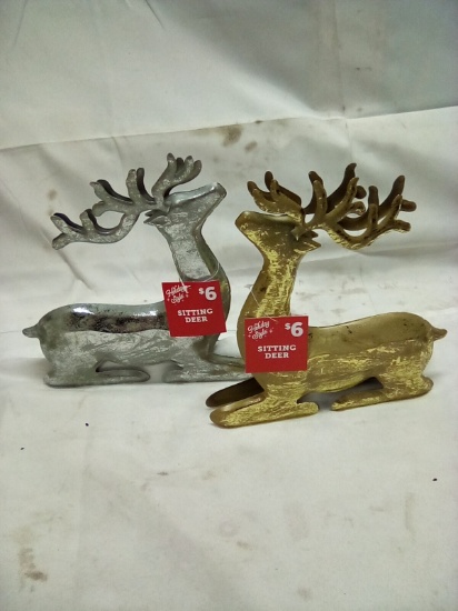 Metal Sitting Deer Qty 2