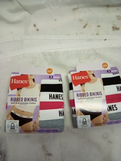 Hanes Ribbed Bikinis Soft & Beathable Cotton Underpants Size M Qty 6 Pairs
