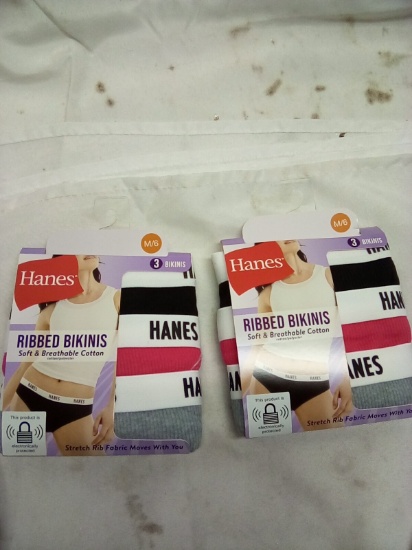 Hanes Ribbed Bikinis Soft & Beathable Cotton Underpants Size M Qty 6 Pairs