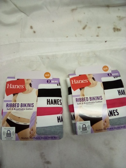 Hanes Ribbed Bikinis Soft & Beathable Cotton Underpants Size M Qty 6 Pairs
