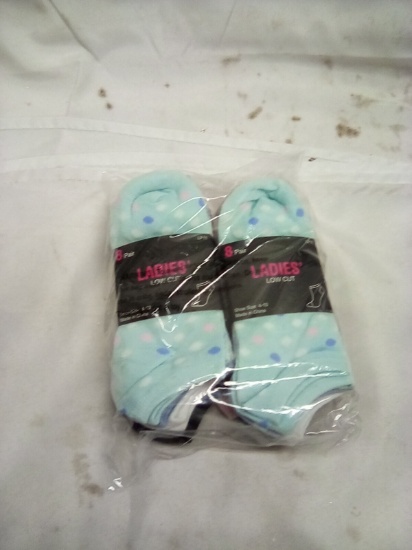 Ladies Low Cut Socks Size 4-10 Qty 2 Packs of 8 Pair