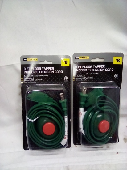 Pro Essentials 9ft Floor Tapper Indoor Extension Cord Qty 2