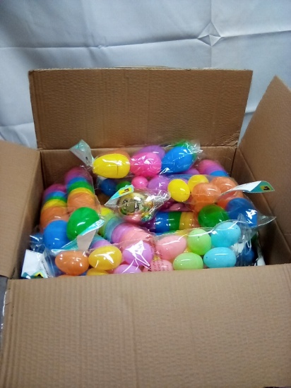 Box of Plastic Easter Eggs (Multiple Sizes and Colors) Box Size 18” x 15” x 12”