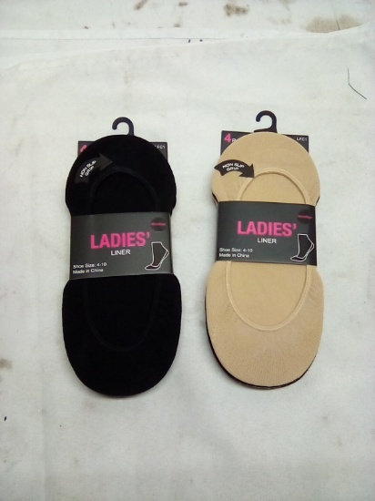 Ladies Shoe Sock Liners Size 4-10 Qty 2 Packs of 4 Pair