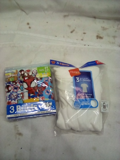Spiderman Briefs Size 2T-3T & Hanes Boys Tshirts Size 2T- 3T (1 pk of Each)