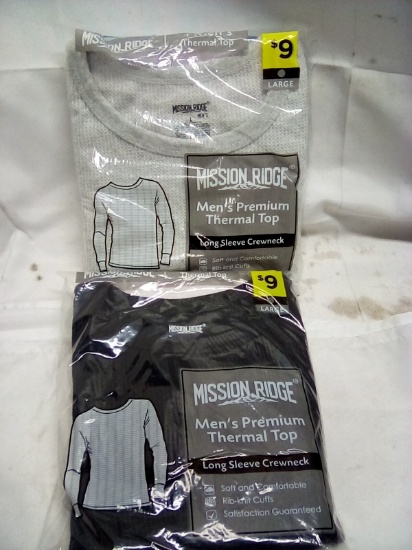 Mission Ridge Mens Thermal Premium Tops Size Large Qty 2
