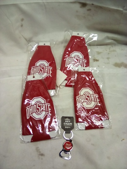 Ohio State Bottle Cozey Qty 4 and Bottle Opener Key Chain