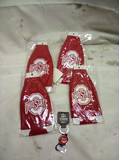 Ohio State Bottle Cozey Qty 4 and Bottle Opener Key Chain