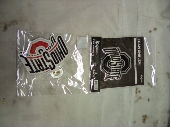 Ohio State Team Emblem and 2 Pack of Ohio State Car Magnets