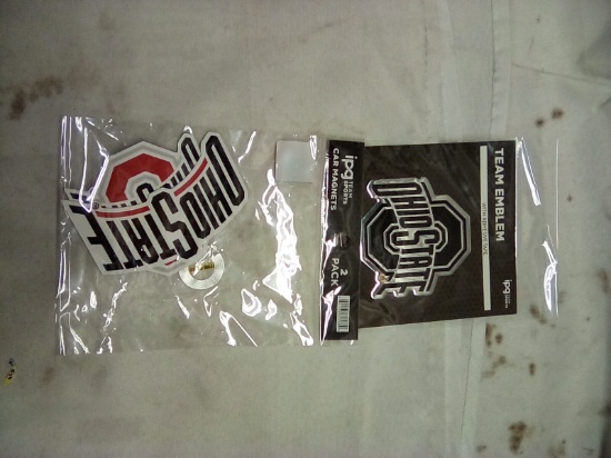 Ohio State Team Emblem and 2 Pack of Ohio State Car Magnets