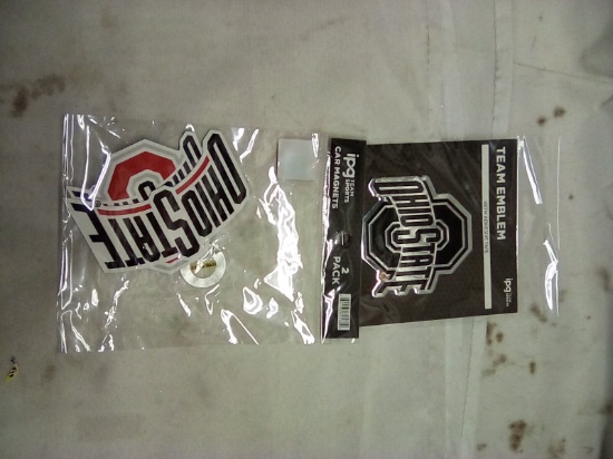 Ohio State Team Emblem and 2 Pack of Ohio State Car Magnets