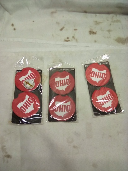 Ohio State Car Coasters Qty 3 Packs of 2