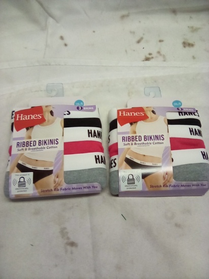 Hanes Ladies Ribbed Bikinis 3 Pack Size 2XL/9 Qty 2 Packs