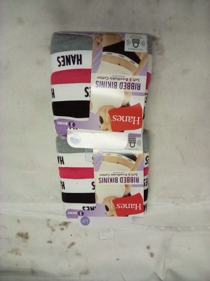Hanes Ladies Ribbed Bikinis 3 Pack Size L/7 Qty 2 Packs