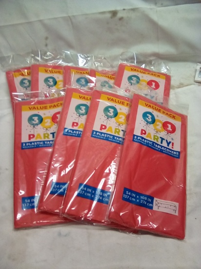 Red Plastic Table Covers 51” x 108” Rectangle 3 Pack Qty 9 Packs