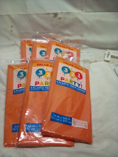 Orange Plastic Table Cover 51”x108” Rectangle 3 Pack Qty 6