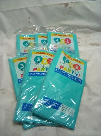 Teal Plastic Table Covers 51” x 108” Rectangle 3 Pack Qty 6