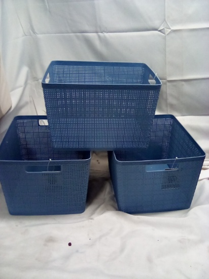 Blue composite Storage Baskets Qty 3 13.3” x 10.9” x 8.5”