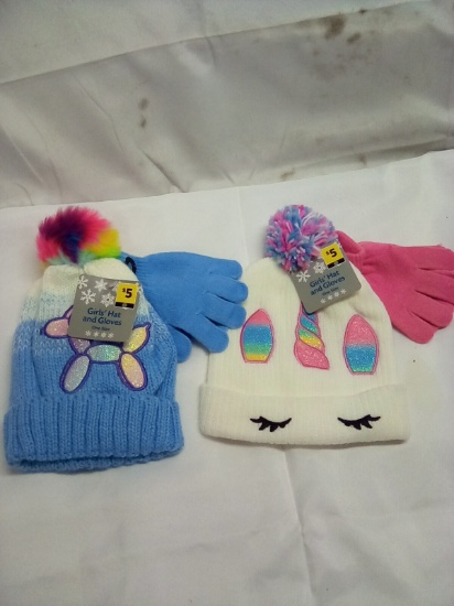 Girls Hat and Gloves Set Qty 2 Sets