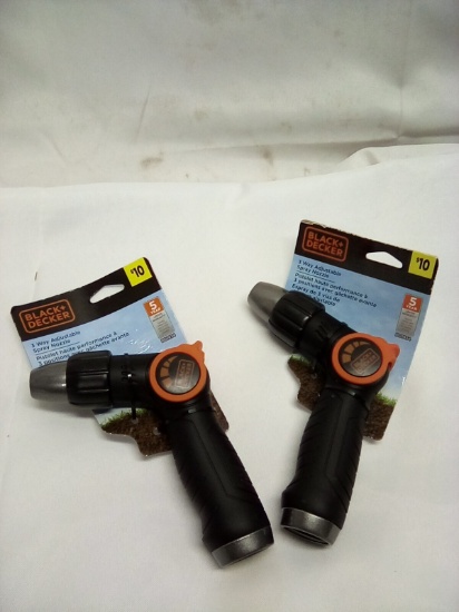 Black & Decker Hose 3 Way Adjustable Spray Nozzle Qty 2