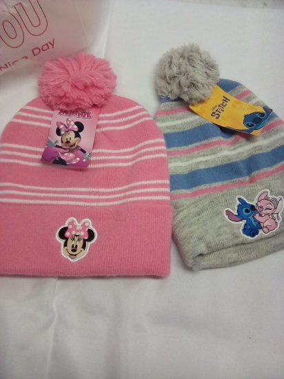 Disney Stitch and Minnie Mouse Kids Hats Qty 2