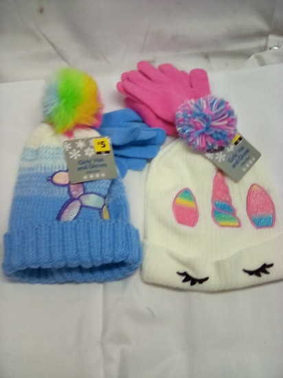 Girls Hat and Gloves Set Qty 2 Sets