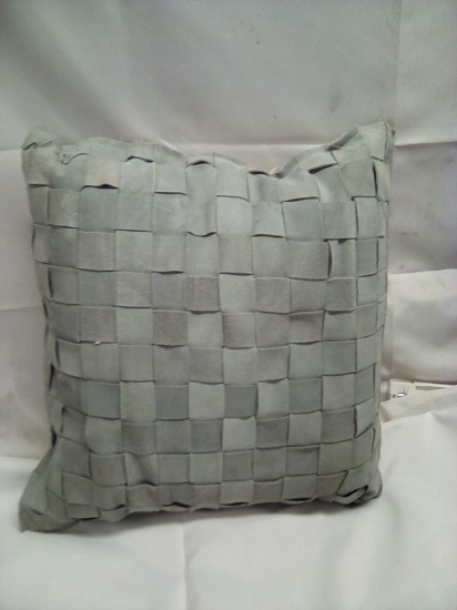 Leather Woven Accent Pillow Removable Cover 14” x 16”