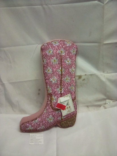 Pink Glitter Boot 17” Accent Pillow