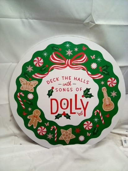 Dolly Parton Deck the Hals Wreath Sign with Hanger on the Back