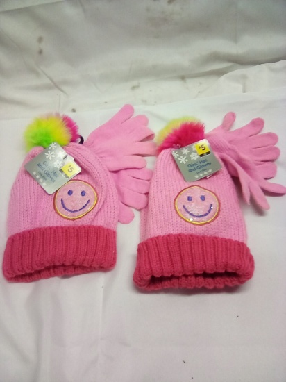 Girls Knit Hat and Glove Set Qty 2
