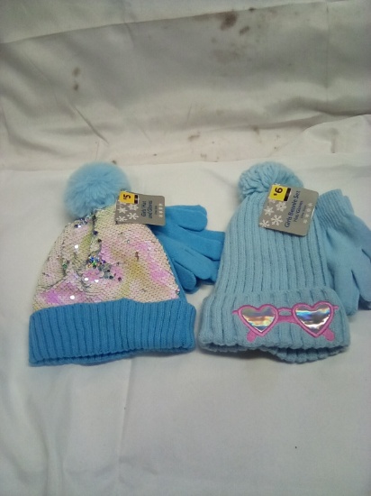 Girls Knit Hat and Glove Set Qty 2