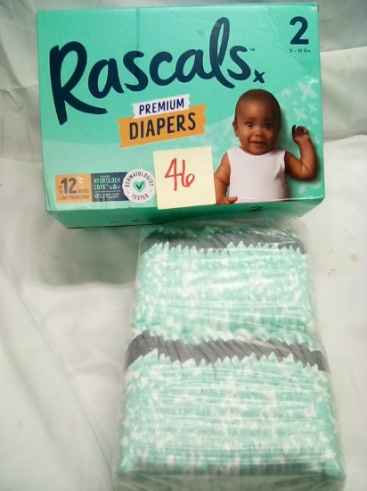 Rascals Premium Diapers Size 2 9-18lbs 46ct